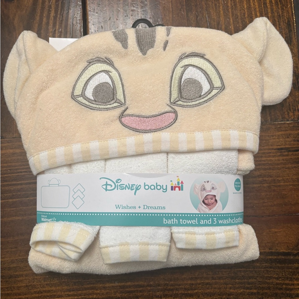 NEW Disney Lion King Baby Hooded Towel & 3 Washcloths • Layette Set - Picture 5 of 8